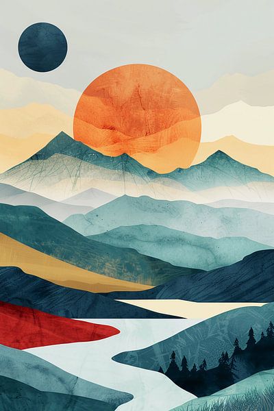 Sonnenuntergang in den Bergen von haroulita