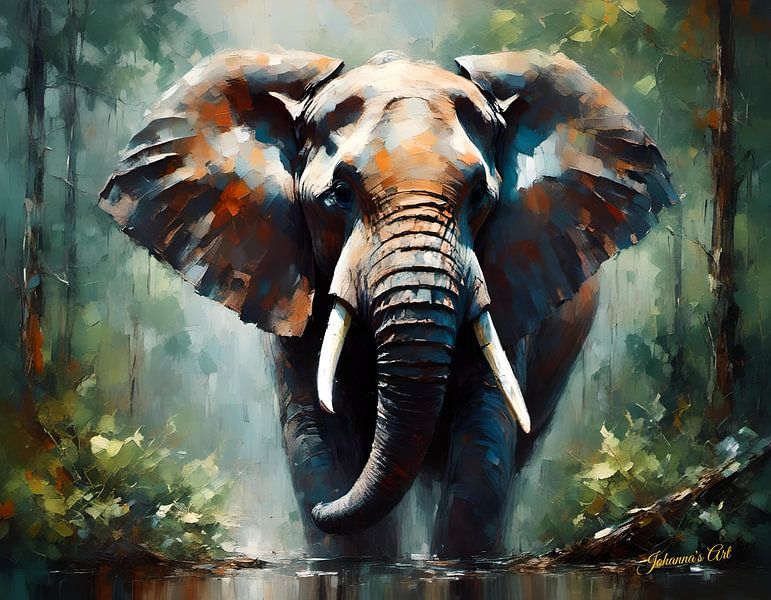 Wildtiere - Abstrakter Surrealismus - Elefant 3 von Johannas Art Creations