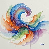 A vibrant composition with dynamic shapes