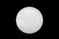 White sphere built up with pixels.