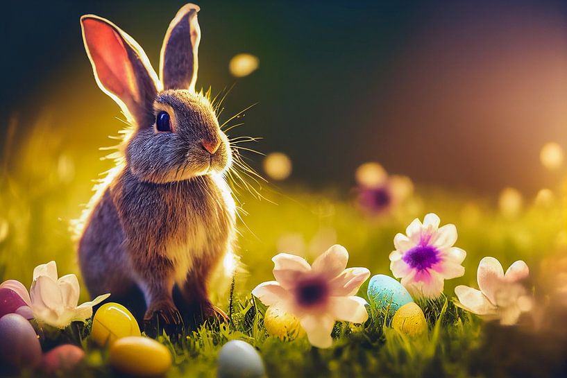 Cute Easter Bunny of a Spring Meadow Illustration by Animaflora PicsStock