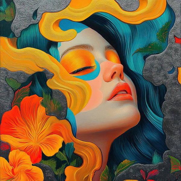 Fleurs de visage par Peintures accrocheuses