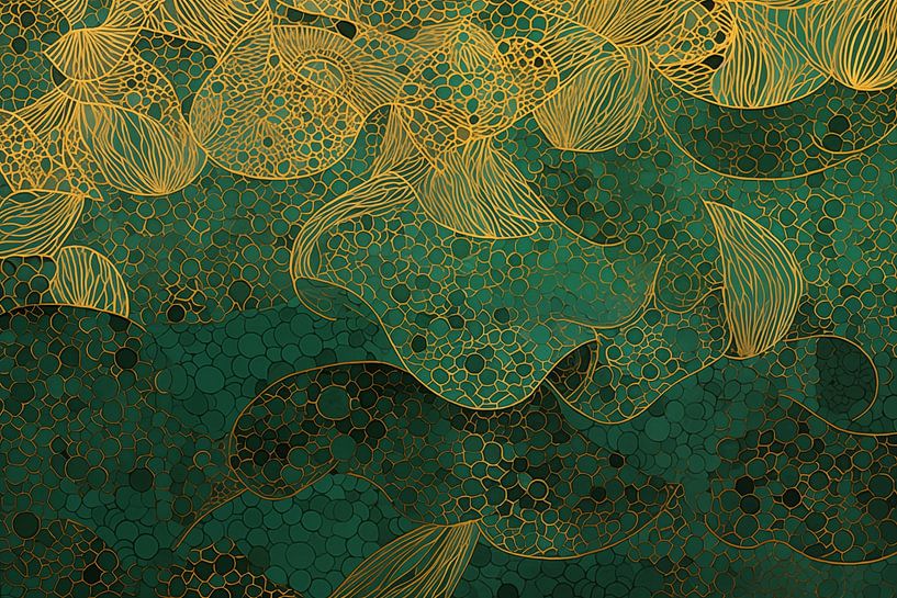 Golden Lines on Green Background by Whale & Sons