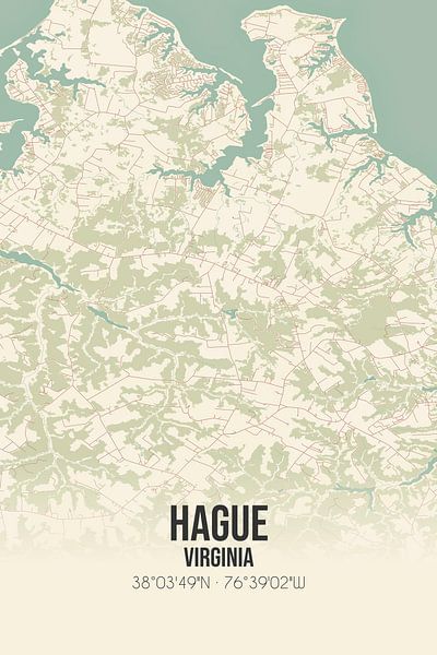 Carte ancienne de Hague (Virginie), USA. par Affiches de lieux