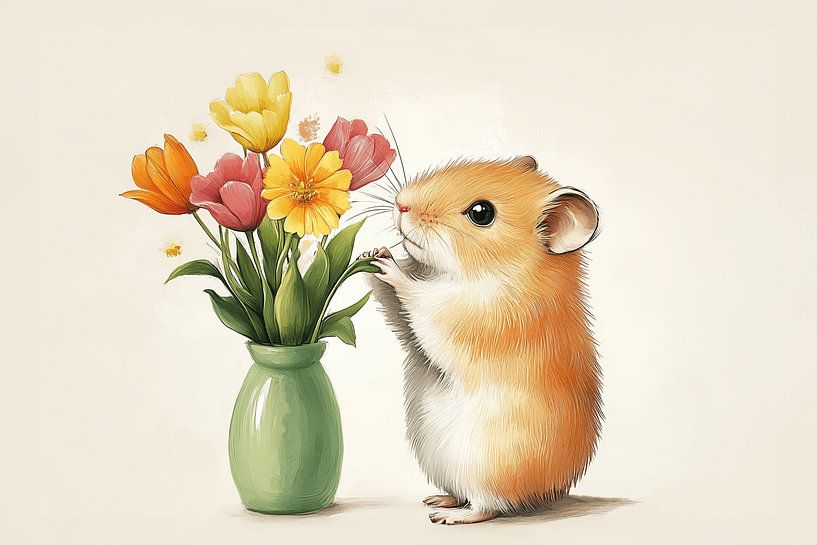 Hamster and the Flowers #6 by Ralf van de Sand