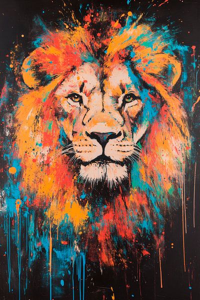 Kleurrijke leeuw van Poster Art Shop