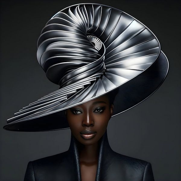 Black woman with metal hat by Basahen