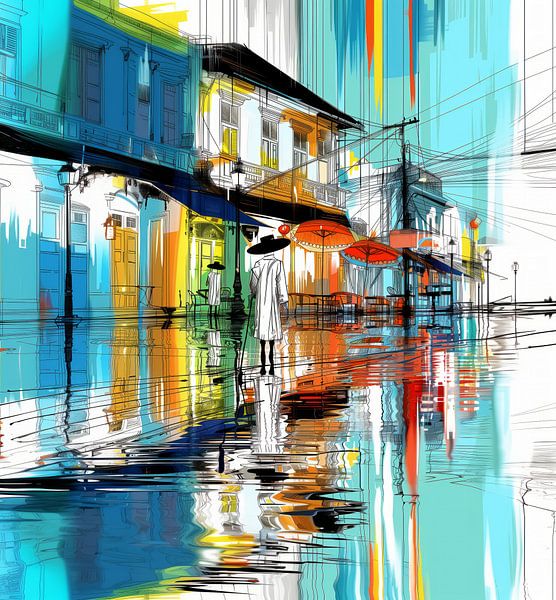 Straße in Yogyakarta von Preet Lambon