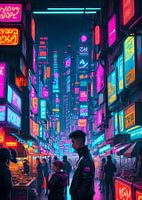 markt der cyberpunk-stadt