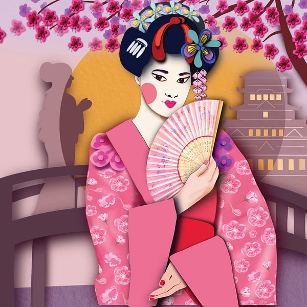 Maiko (Geisha), paper art. by Karen Nijst