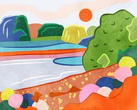 Pastel zonsondergang boven de vallei