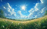 Golden Fields Under a Radiant Sky