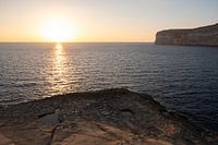 Coucher de soleil sur les salines de Xlendi, Gozo