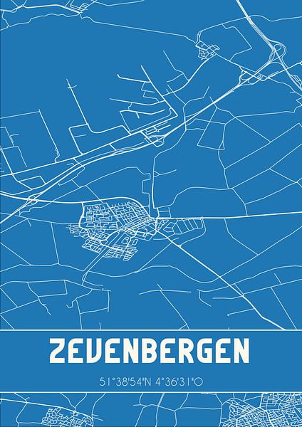 Blueprint | Map | Zevenbergen (North Brabant) by Prints of Place