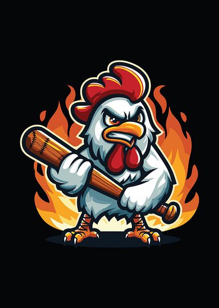 Baseball Chiken Feuer von Doms Art
