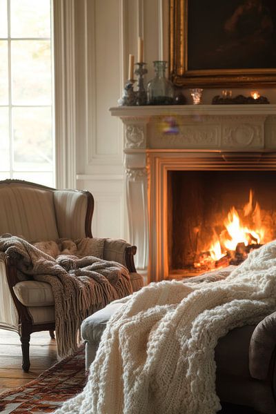 Gezellige open haard van Poster Art Shop