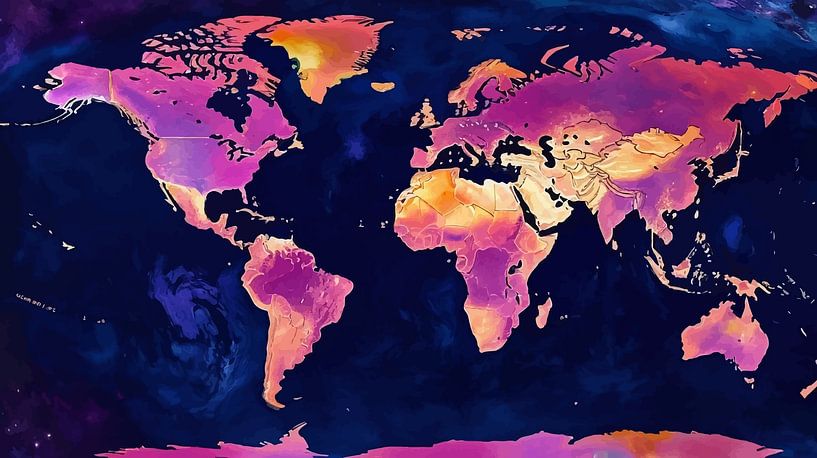 Carte du monde - Cosmic Neon par MIROKKU