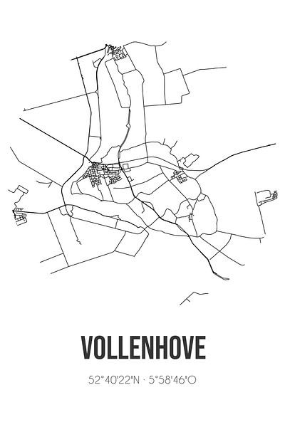 Vollenhove (Overijssel) | Carte | Noir et blanc par Affiches de lieux