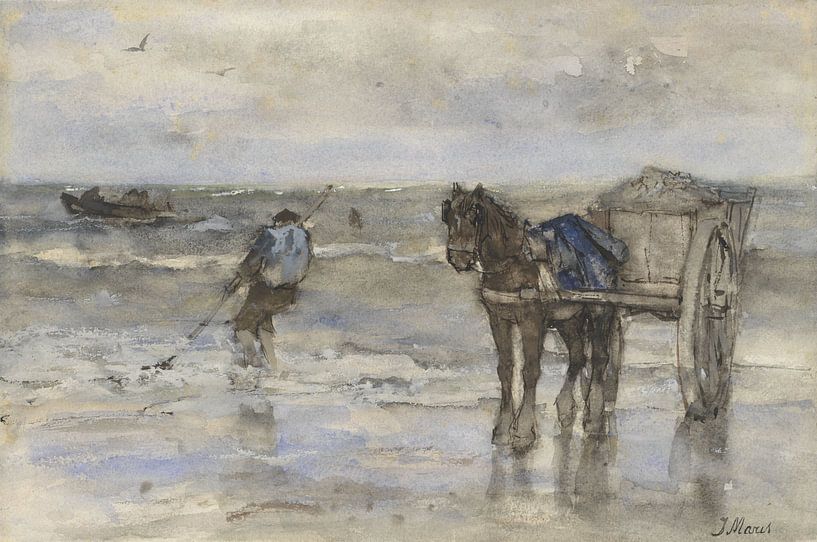 Pêcheur de coquillages sur la plage par Schilders Gilde