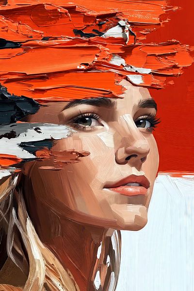 Portrait with abstract brushstrokes by Frank Heinz