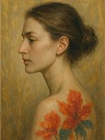 Side Profile with Scarlet Bloom