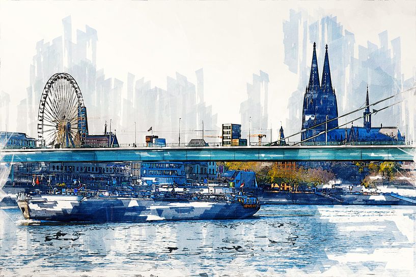 Panorama de Cologne avec le navire Artdesign par Michael Bartsch