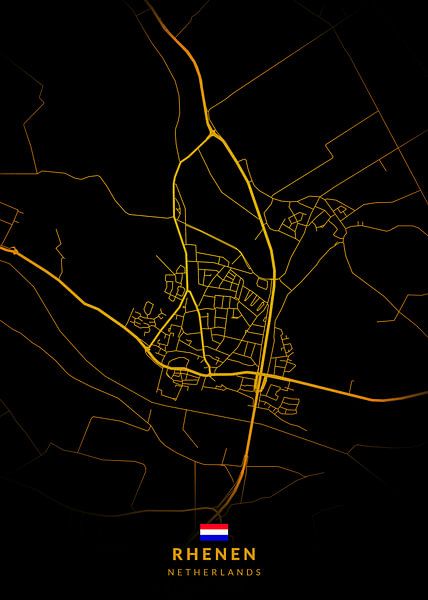 Rhenen Stadtplan Modern Schwarz Gold von Kenda Maruyama