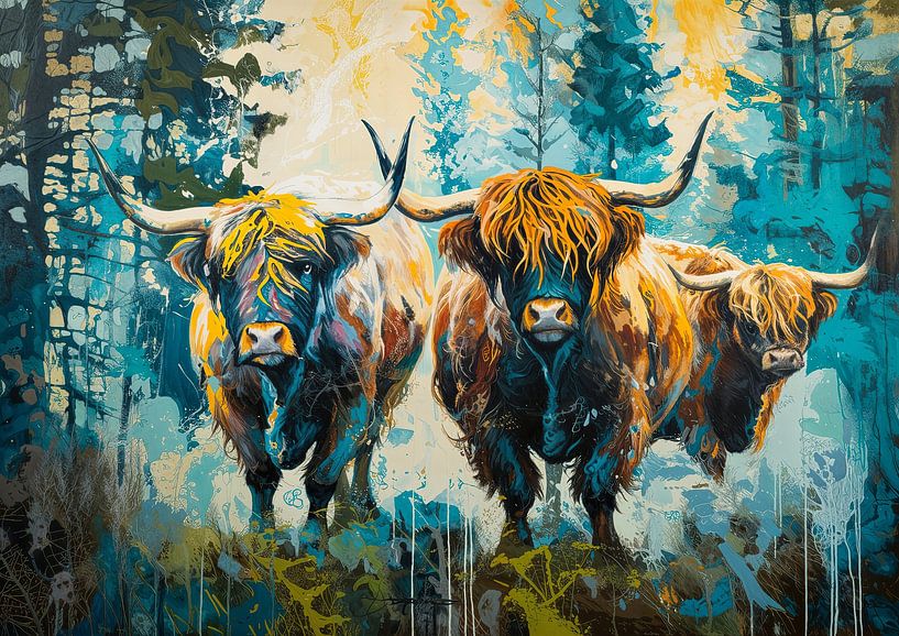 Schottischer Hochländer Kuh | Schottischer Hochländer Gemälde von Blickfänger Gemälde