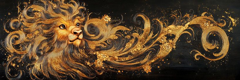 Golden Lion - Royal Art for on the Wall Panorama by Digitale Schilderijen