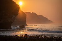 Silhouet in de zonsopgang bij El Salvador