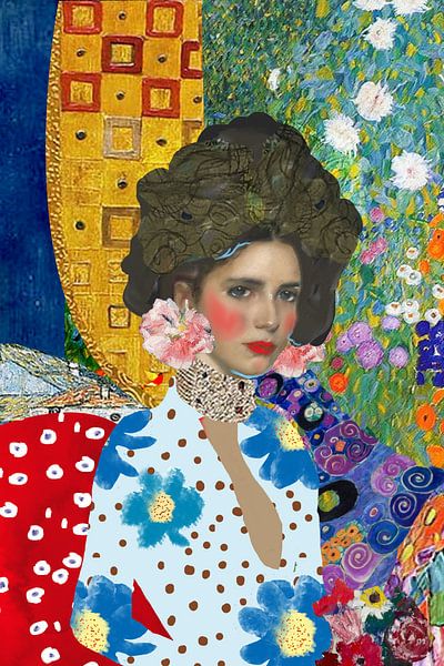 Climbing woman with the rose earrings by Nicole Habets