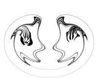 black and white abstract digital art, round shape