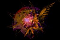 3d-Illustration. Nachdenklicher Engel im sitzen.