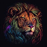 Die Schönheit eines fluoreszierenden Löwenkopfes