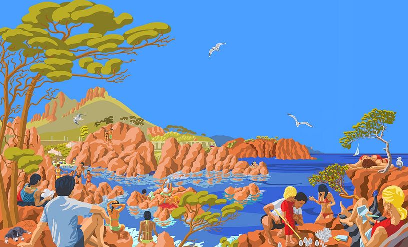 On the cliffs of Le Trayas by Johannes Rohen