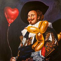 Le cavalier souriant avec des ballons
