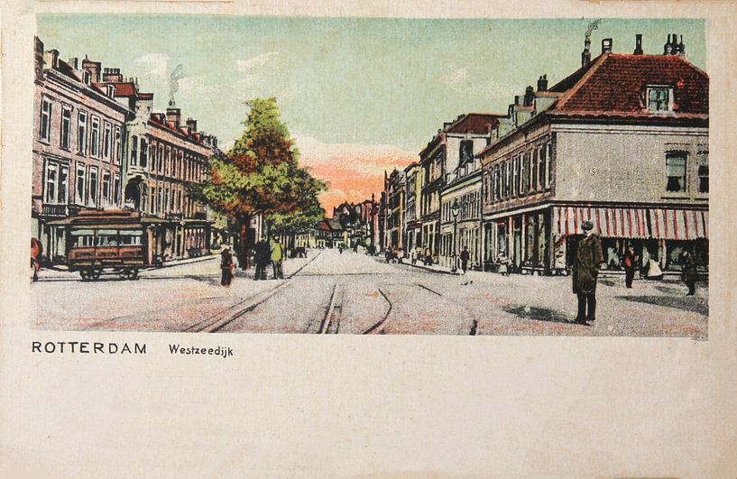 Postcard of the Westzeedijk in old Rotterdam in 1906 in by Patricia Hofmeester