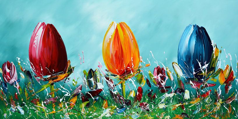 Colorful Tulips van Gena Theheartofart