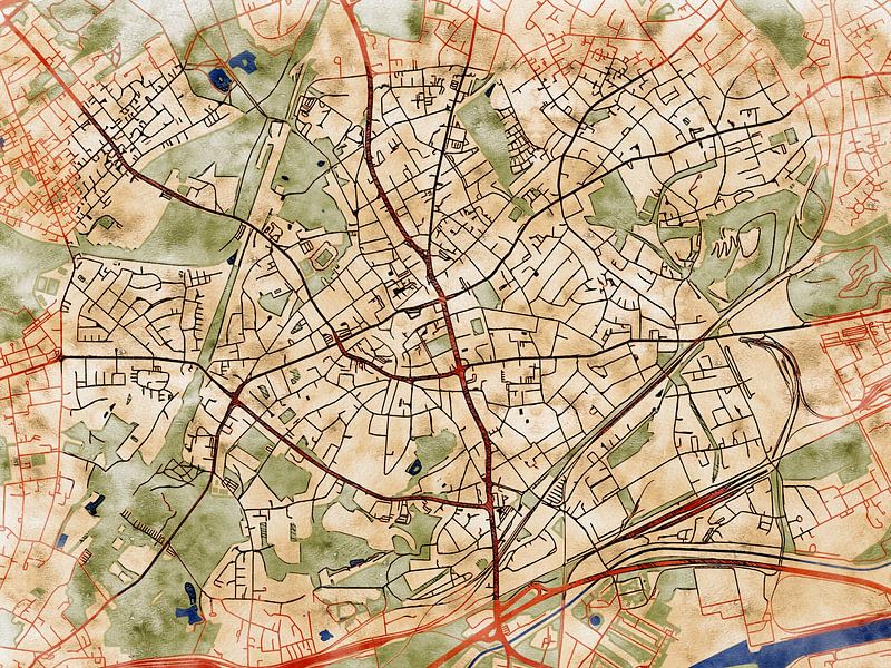 Map of Bottrop with the style 'Serene Summer' by Maporia