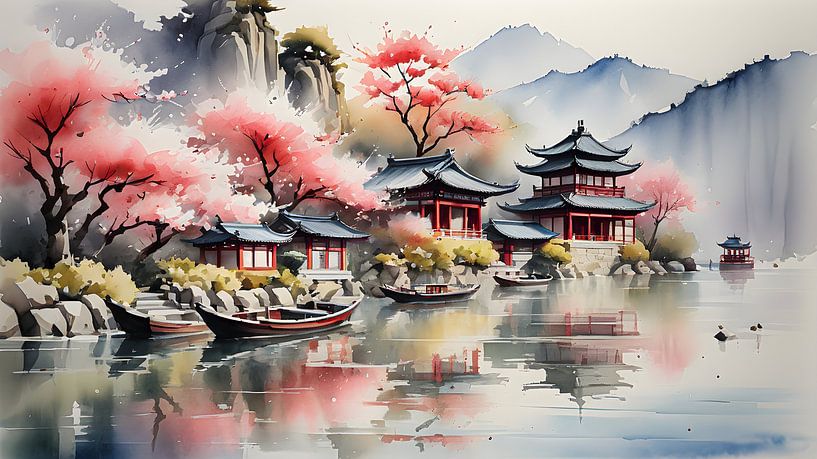 Calme méditatif au bord de l'eau par Bart Veeken