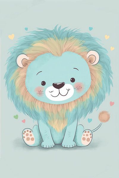 Lion in blue colours by Bert Nijholt