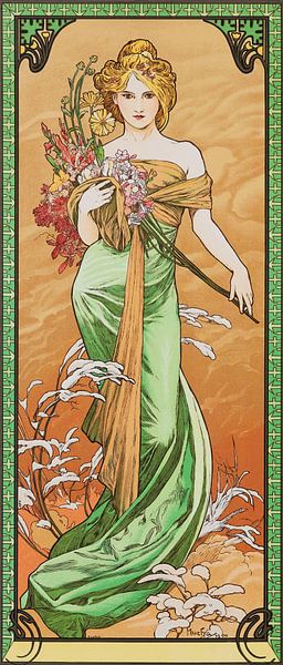 Frühling, Alphonse Mucha (Serie Jahreszeiten) von Meisterhafte Meister
