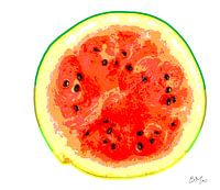 Einsame Frucht - Wassermelone auf weißem Hintergrund