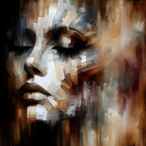 Oil Painting Female Portrait Black by FoXo Art