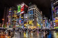 Japon - Tokyo pluvieuse la nuit.