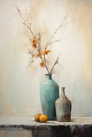 Dry bouquet paint pastel blue and grey vase