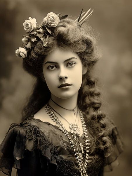 Romantic beauty with rosary by Klaus Tesching - Art-AI