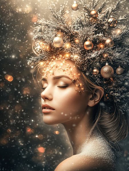 Winterporträt mit Licht und Schnee von Your unique art