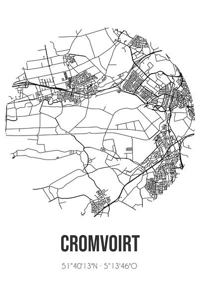 Cromvoirt (Noord-Brabant) | Karte | Schwarz und Weiß von Ortsdrucke