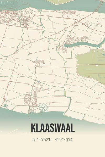 Alte Karte von Klaaswaal (Südholland) von Ortsdrucke